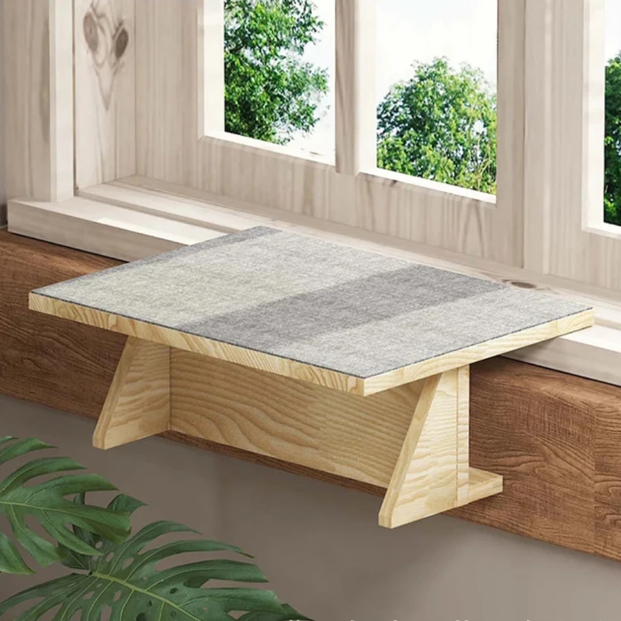 Adjustable Wooden Pet Bed Perch Kitten Sleeping Cat Window Mounted Hammock