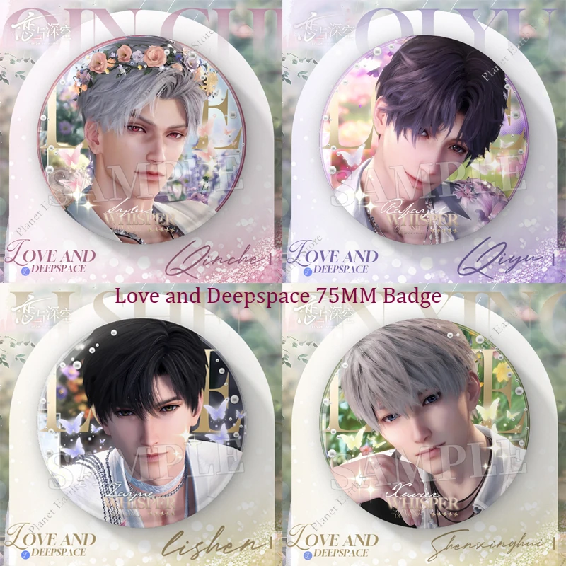 Game Love and Deepspace Sylus Rafayel Zayne Xavier Caleb Anime Spring and Flowers 75MM Badge Emblem Clothes Decor Brooch Gift