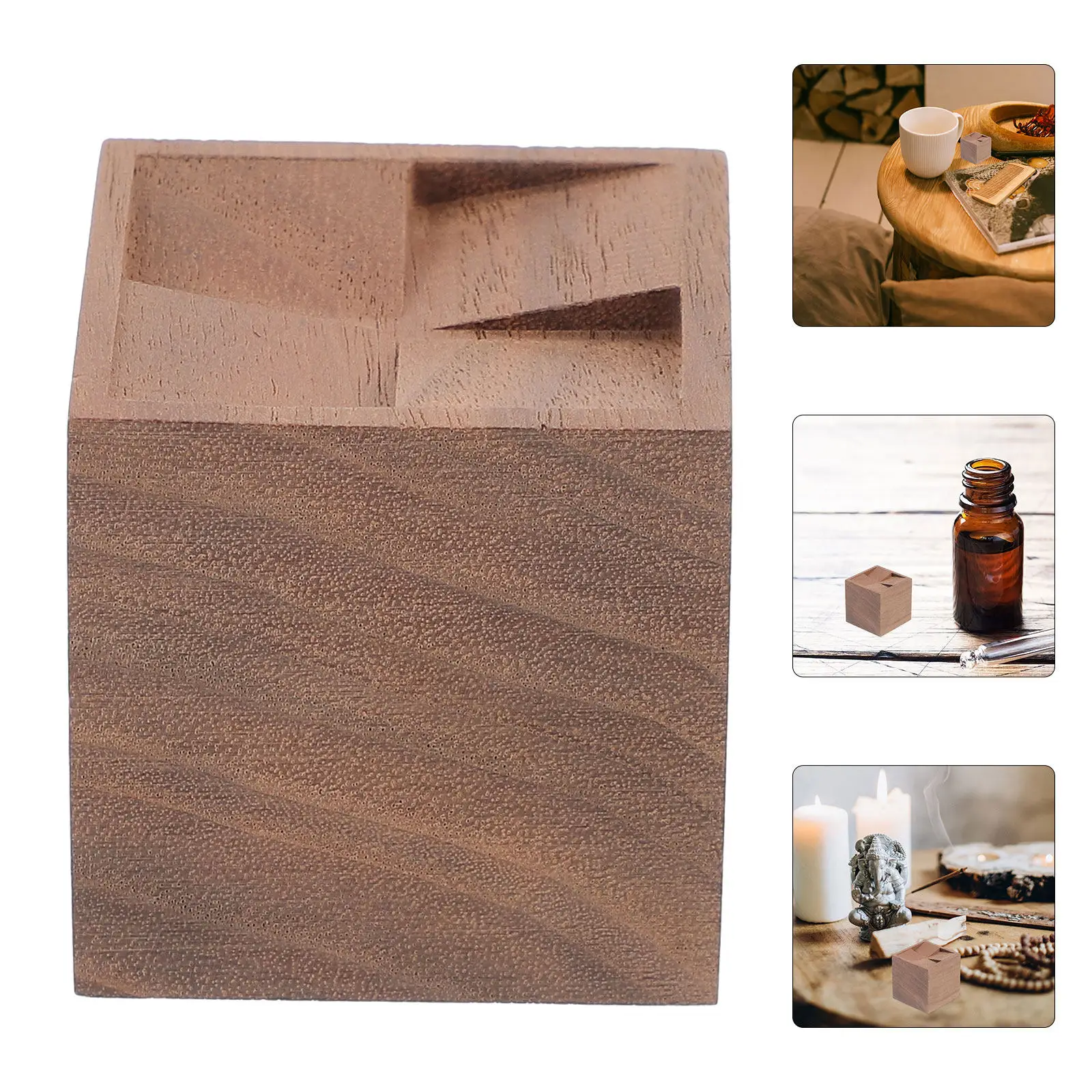 

Wood Aromatherapy Diffuser Natural Wooden Block Creative Essential Oil Diffuser for Car Office Home Meditation Yoga Room