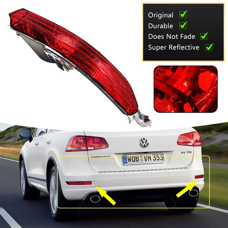 For Volkswagen VW Touareg 2011~2015 7P6945105 7P6945106 Car Left Right Rear Bumper Reflector Light Warning Brake Fog Tail Lamp