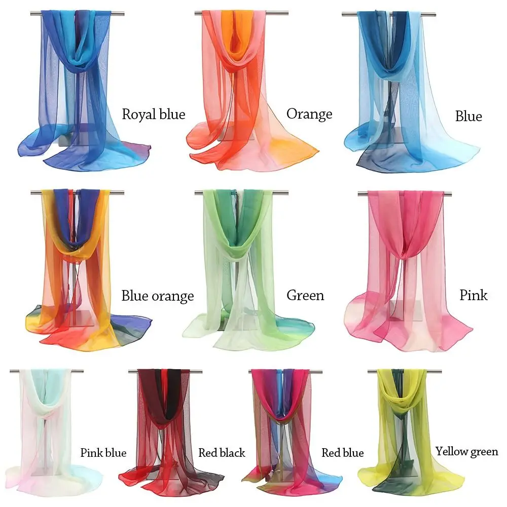 Summer Sun Protection Scarf Soft Gradient Solid Color Shawls Long Anti-sunburn Neck Bandana Women