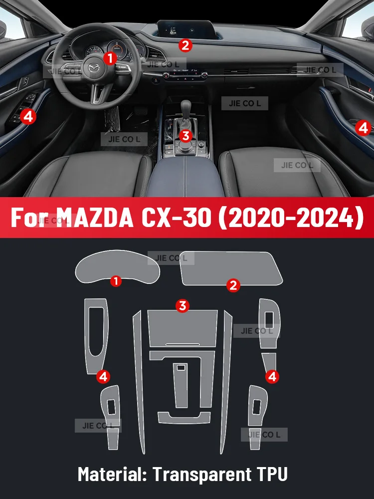 Auto Central Control Screen TPU Navigation Anti Scratch Interior Protection Film GPS Navigation For MAZDA CX-30 2020-2024