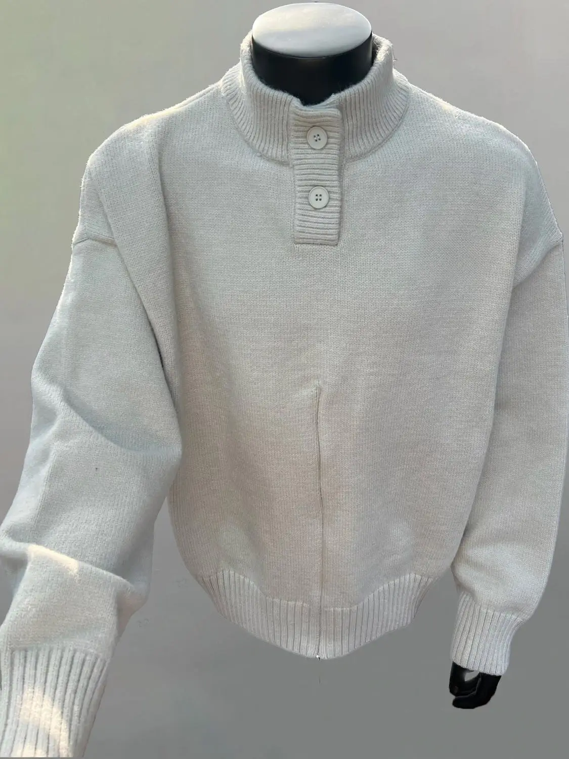 

Ретро-свитер вязаный с воротником «Генри», на пуговицах, модный, люксовый, трендовый, унисекс, теплый, с длинными рукавами