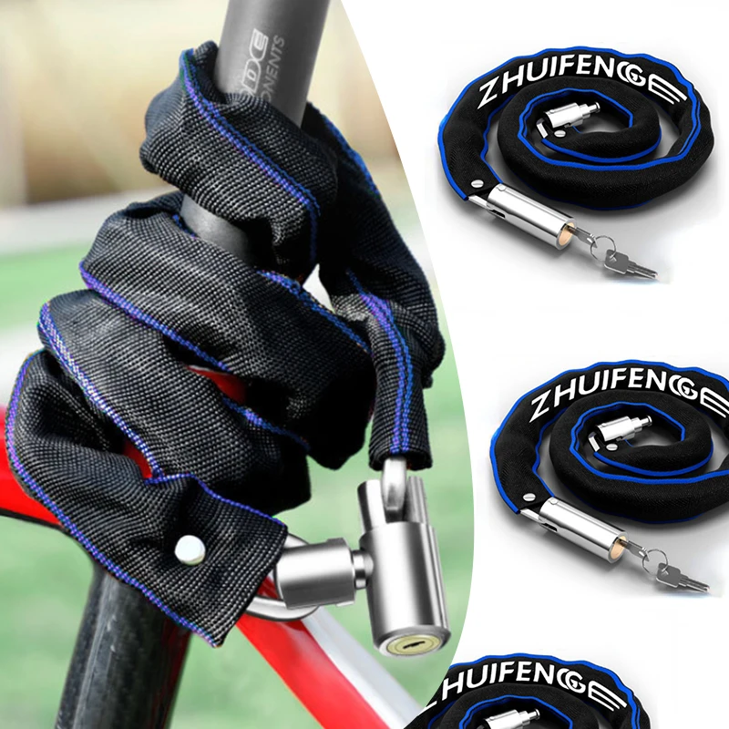 Bike Lock 60/65/85/105cm Metal Anti-Theft MTB Road Bike Heavy Duty Safety Lock Motorcycle Padlock Bicycle Chain Lock with Key