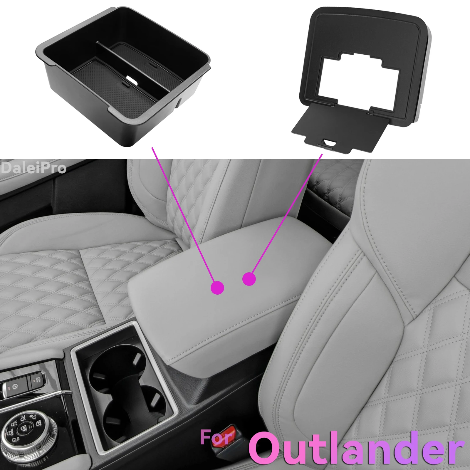 For Mitsubishi Outlander 2022 2023 2024 2025 2026 Armrest Hidden Storage Box Insert Upper Tray Divider Soft Silicone Pad Storage