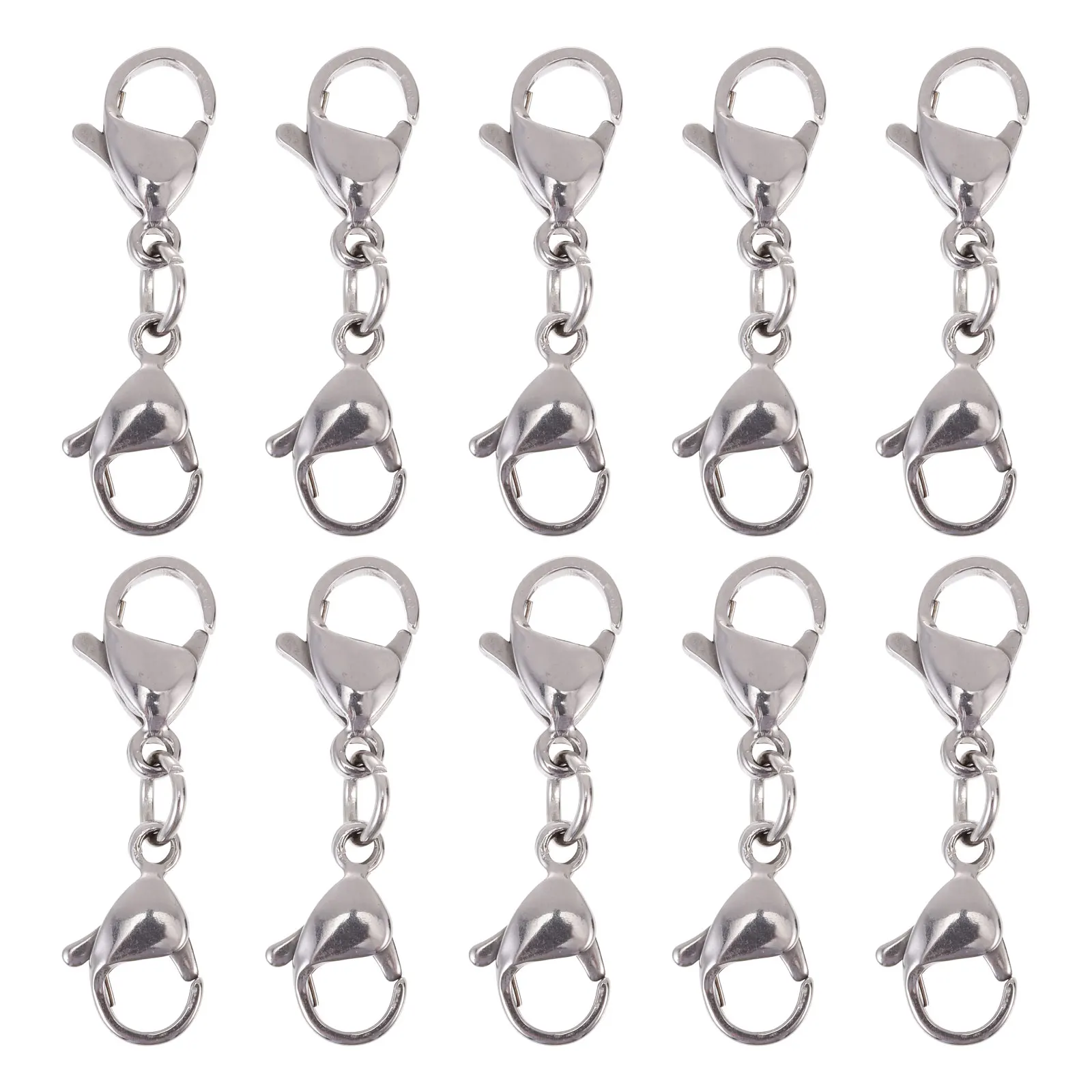

10pcs Lobster Clasps Jewelry Connector Double Claw Necklace Bracelet Extender Replacement Diy Chain Connector Double-Ended