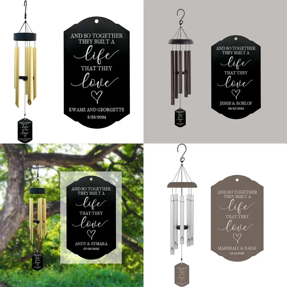 elegant black & gold wedding wind chime - perfect anniversary or couple's gift