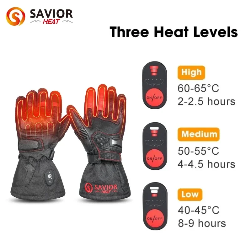 Savior Bluetooth Battery-Powered Heated Motorcycle Gloves Rechargeable Biker Warm Heated Gloves Waterproof Men Women