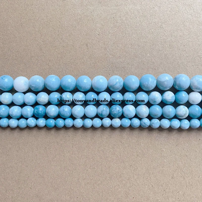 Genuine Semi-precious Natural America Larimar Stone Round Loose Beads 6 8 10 12MM Pick Size Jewelry Making DIY