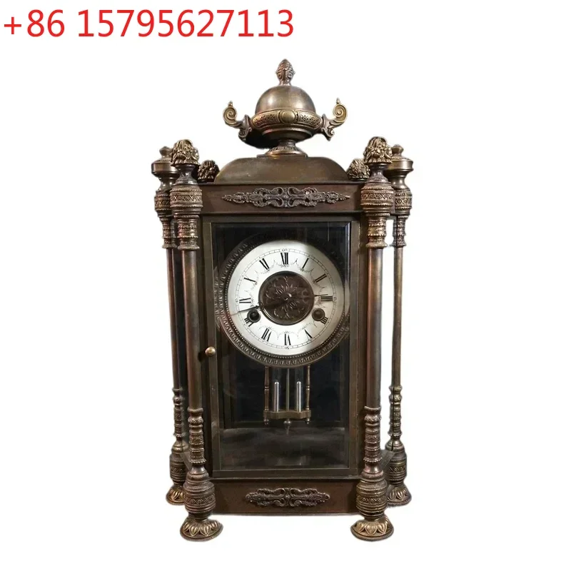 

European Western six-column rhombus old-fashioned retro winding mechanical clock, home creative living room pendulum clock