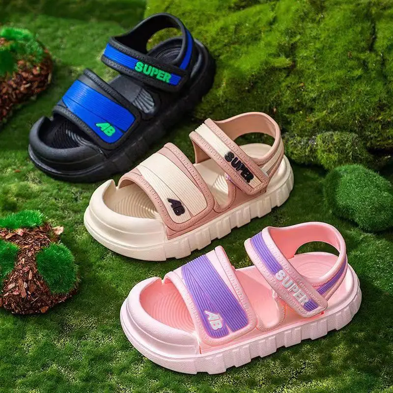 Youth Fisherman Sandals for Summer Fun - Trendy Stripes, Non-Slip PVC Sole, Comfy Ankle-Strap Design