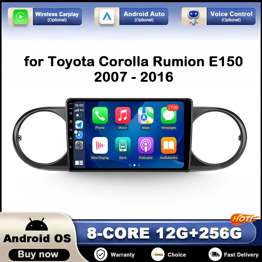 

for Toyota Corolla Rumion E150 2007 - 2016 Android Car Multimedia Player DSP Stereo GPS Navigation Carplay Autoradio BT No 2Din