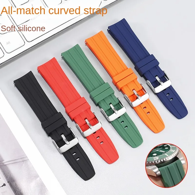 

Universal Silicone Watch Srap Of Various Brands 19/20/21/22mm Arc Interface Rubber Watch Strap