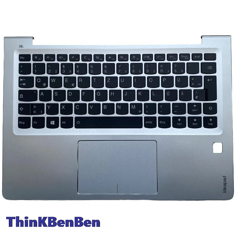 DE เยอรมันเงินคีย์บอร์ดบน Palmrest SHELL สําหรับ Lenovo Ideapad 710S PLUS 13 13ISK 13IKB 5CB0M09518