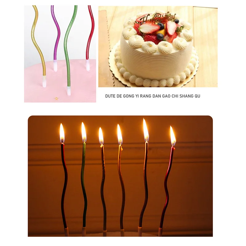 Creative Curve Birthday Cake Candle Threads Multicolored Gold Color Gold And Silver Cake Curved Festive Party Decoration Gifts