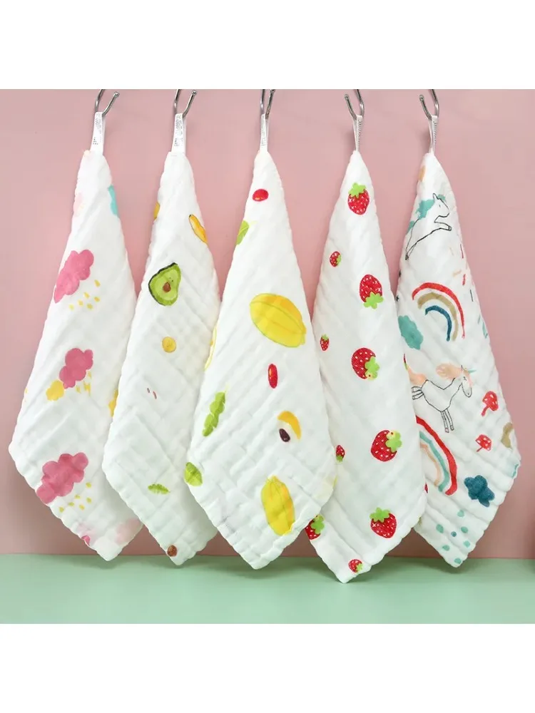Serviette pour bébé, gant de toilette pour le visage, carrés en mousseline, lingette pour les mains en coton, gaze à Six couches pour le bain, l'alimentation, mouchoir pour enfants, 25x25cm, 1/3