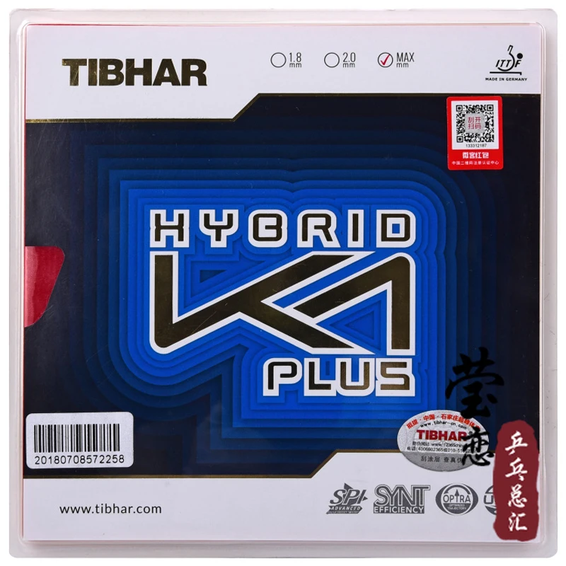 Tibhar-Hybrid K1 Plus Table Tennis Rubber, Sticky High Speed and Spin, Fast Attack with Loop