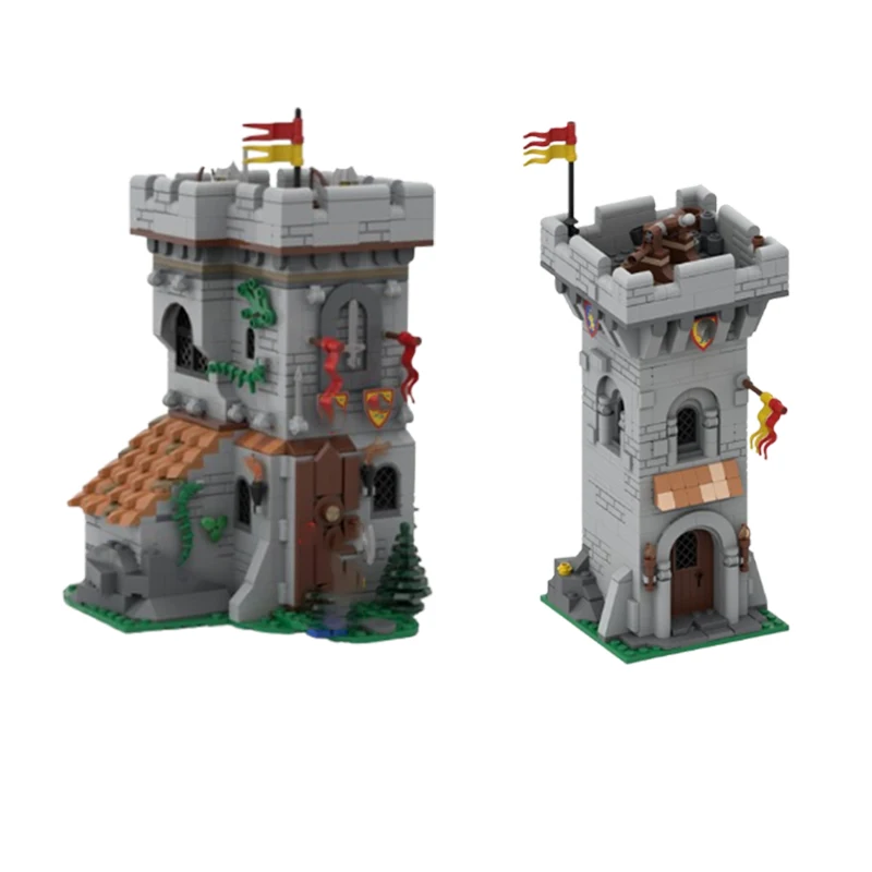 Castillo Medieval de MOC de partículas pequeñas, Serie de arquitectura, Modular, ensamblaje de rompecabezas, juguete de Adorno