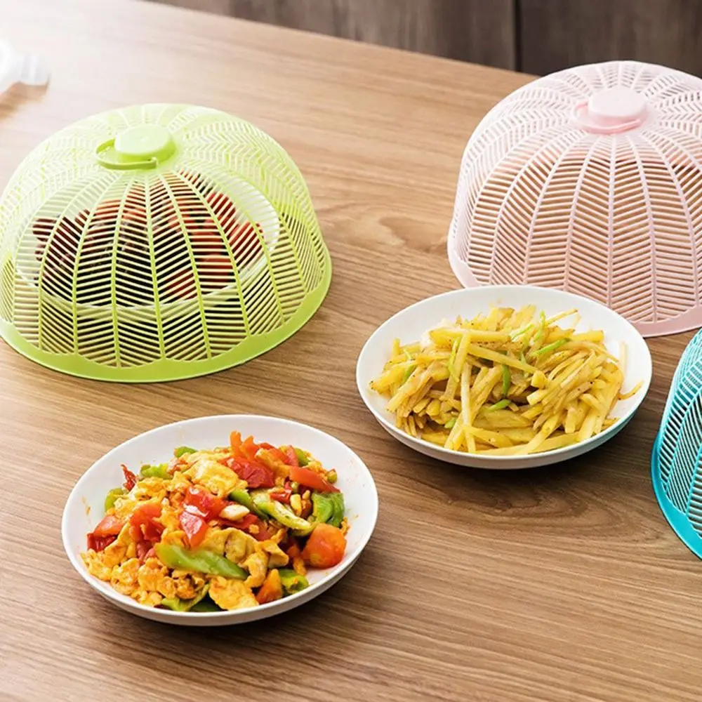 Portable Plastic Food Cover Round Breathable Vegetable Cover Dustproof Anti Mosquito Fly Dish Protector Home Kitchen