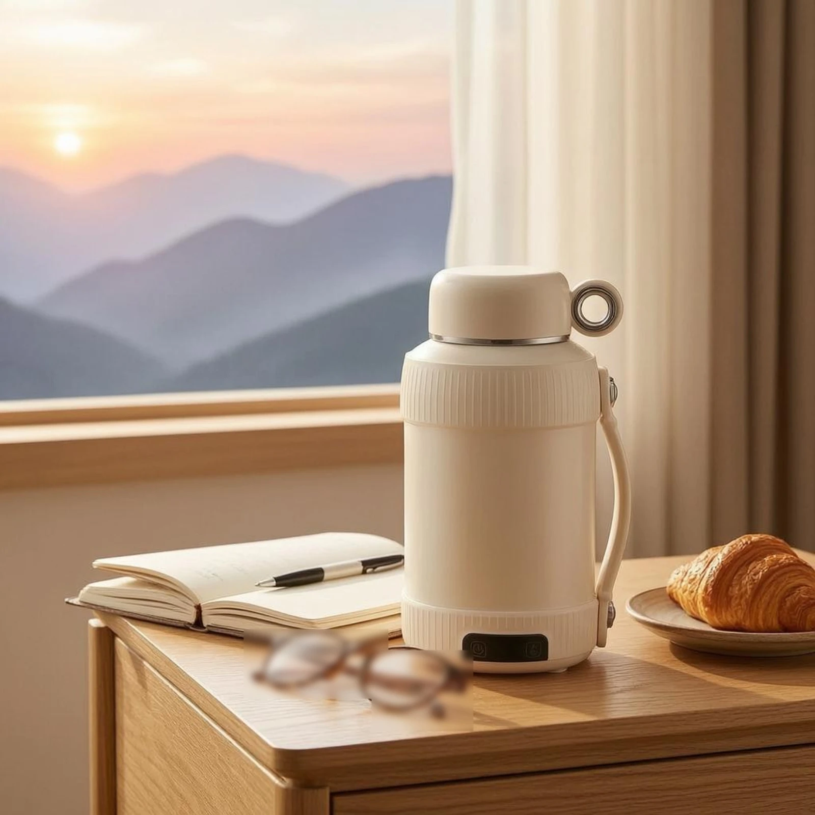 Portable Electric Kettle Cup Leak-Resistant Travel Electric Kettle Water Boiler Loop Handle