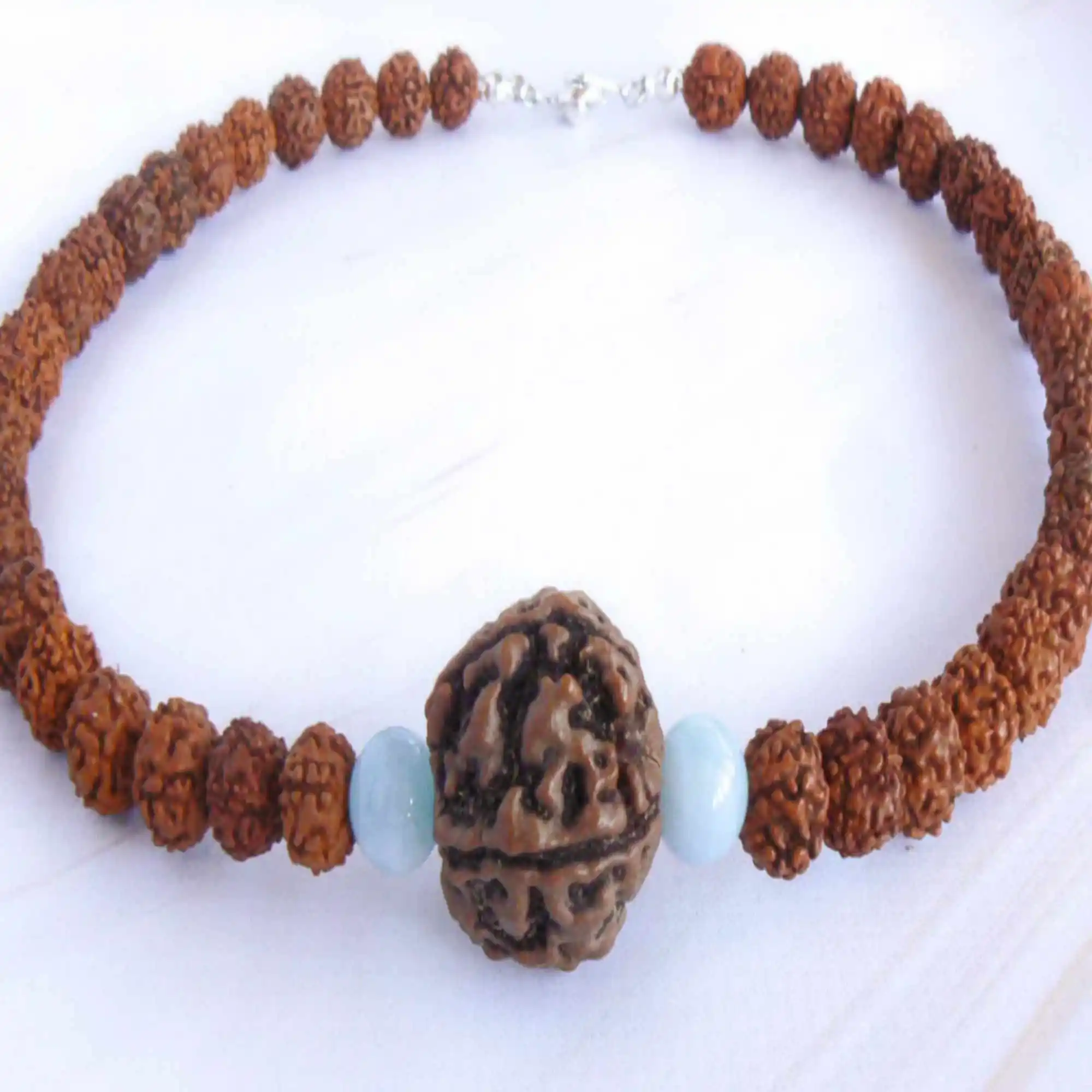 Fashion brown round Nepali Rudraksha Aquamarine Pendant Christmas Bless Mental Elegant Relief Fancy Cuff All Saints' Day