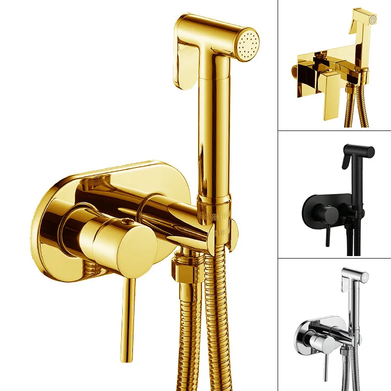 

Solid Brass Toilet Companion Spray Gun Faucet In-Wall Spray Gun Hot & Cold Solid Brass Toilet Companion Bidet