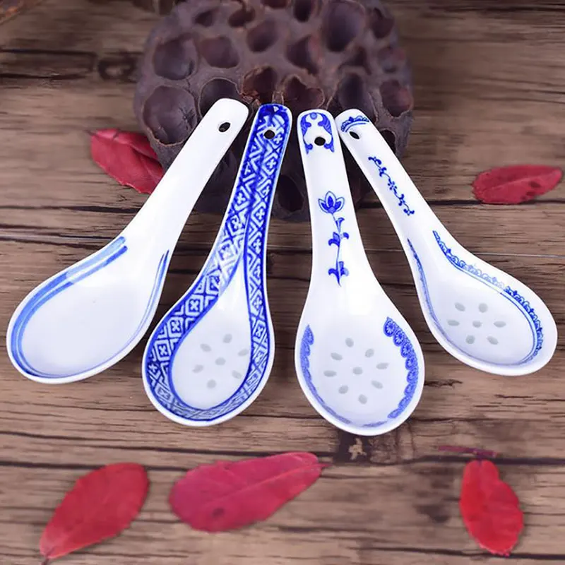 

1PC China Chinese Style Ceramic Spoon Blue And White Soup Spoons Chinese Porcelain Ceramics Spoon Kitchen Tableware
