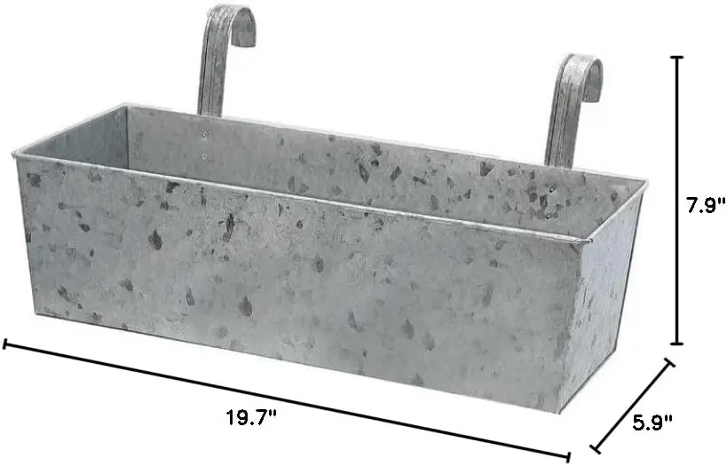 Galvanized Metal Rect. Planter with Hooks (19.70