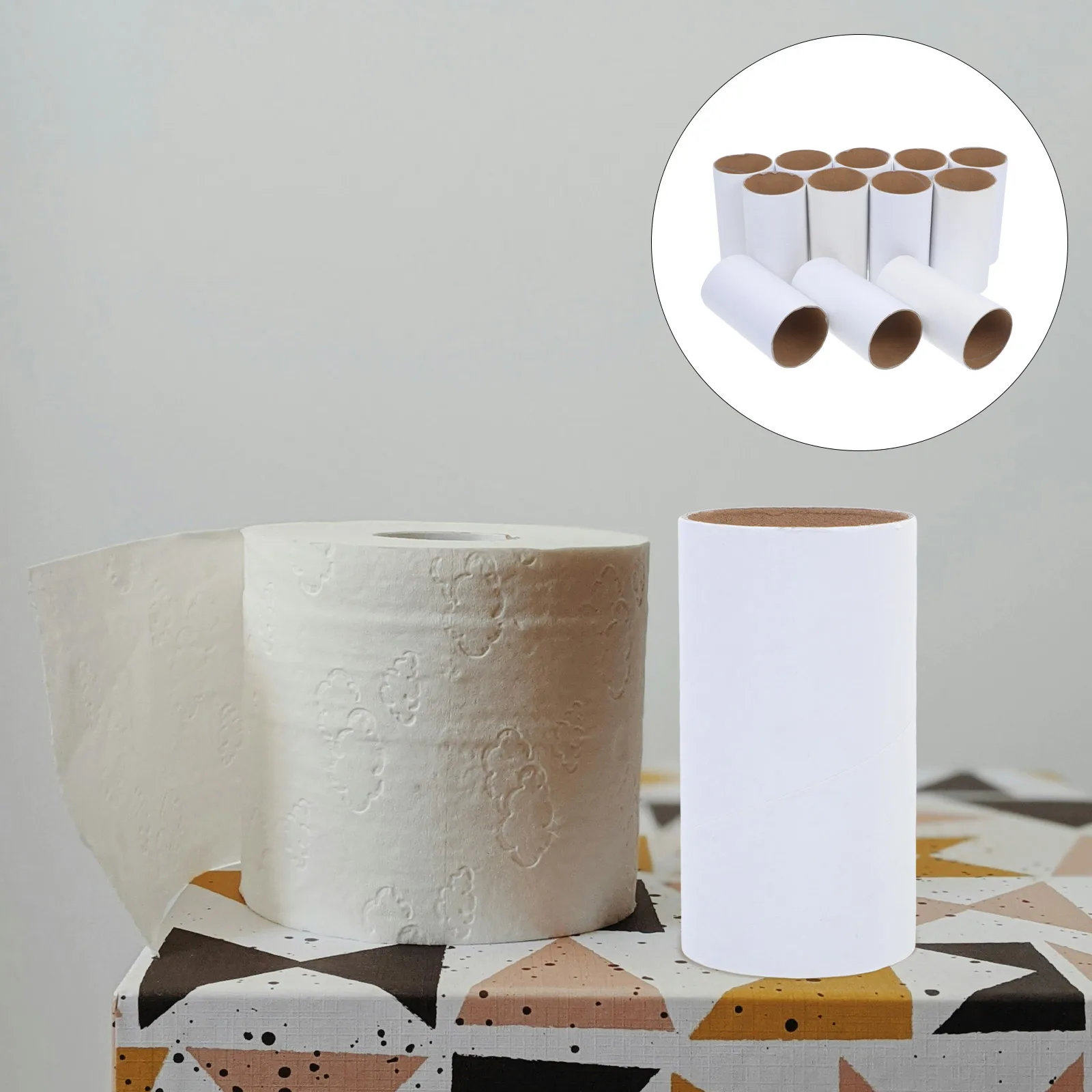 

12 Pcs Flash Paper Tube Graffiti Material Toilet White Cardboard Diy Craft Supply