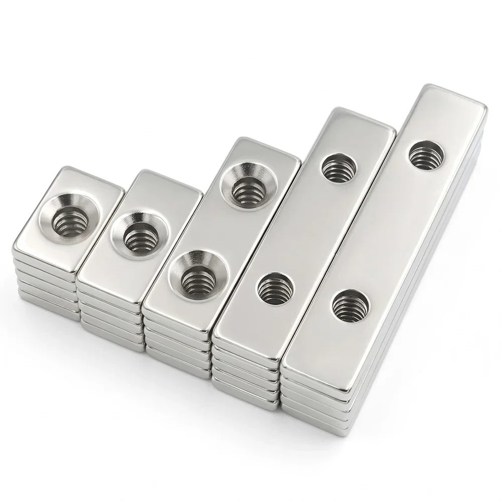Strong Block Neodymium NdfeB N35 Magnets with Countersunk Hole Super Powerful Permanent Magnetic Square Rectangle Fridge Magnet