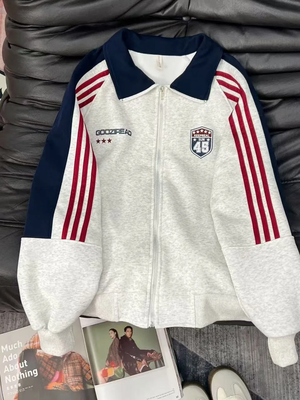 

Модный полосатый свитшот на осень, повседневный, свободного кроя, больших размеров, с капюшоном, в стиле колор-блок, универсальный, в уличном стиле, корейская версия