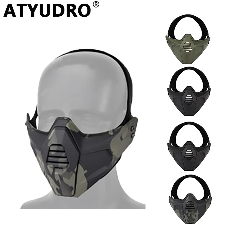 

ATYUDRO Tactical Multidimentional Split Type Mask Airsoft Paintball Protective Half Face Shooting Accesories Outdoor Equipment