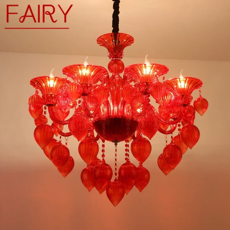 FAIRY European Pendent Lamp Red Candle Lamp Luxury Art Living Room Restaurant BedroomVilla Hotel KTV Chandelier