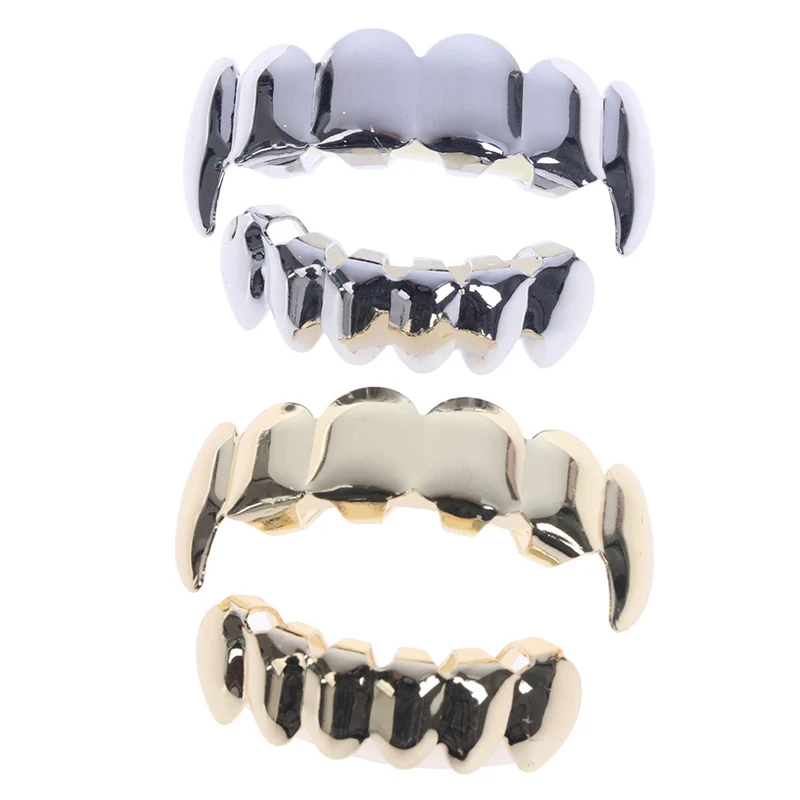 Hip Hop Teeth Grillz Top & Bottom Grill Mouth Teeth Grills Gangster Jewelry Gift