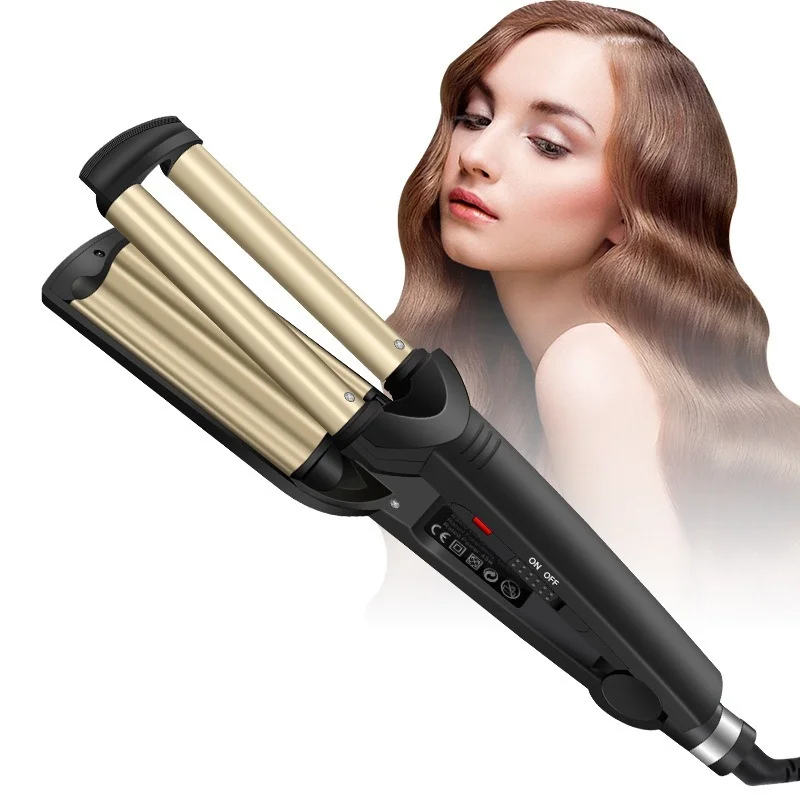 Professional Wave Hair Styler 3 Barrels Big Wave Curling Iron Hair Curlers Crimping Iron Fluffy Waver Salon Styling Tools