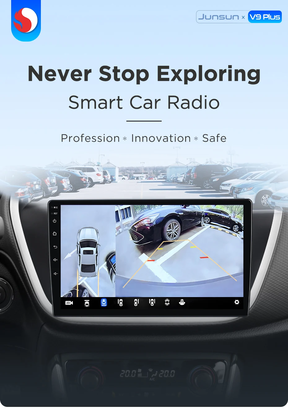 Junsun 360 ° Panorama-Kamera-Autoradio für Suzuki SX4 S-Cross 2012-2017, kabelloses CarPlay, Bildschirm, Android Auto, Stereo, GPS-Navigation, RDS – Detail 1