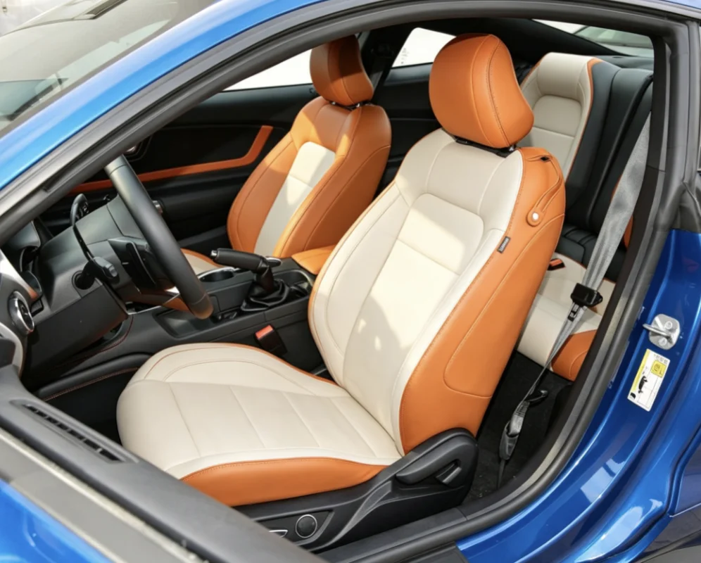 Für Mustang GT 2015~2022 Maßgefertigte Autositzbezüge Luxuriöses Nappaleder 100% Passgenau Innenraumzubehör 360 ° Vollständige Abdeckung – Detail 3