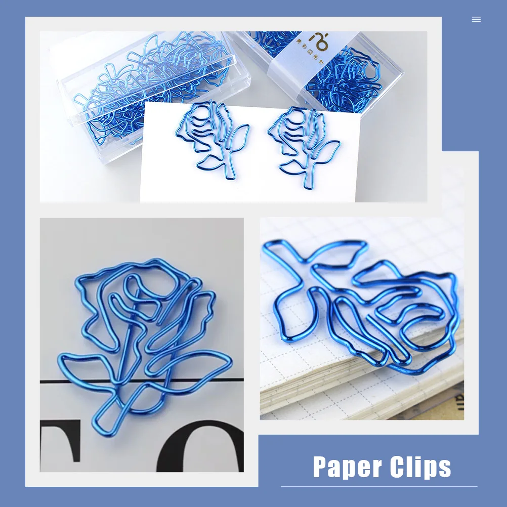 

10 Pcs Blue Paper Clips Practical Wedding Party Supplies Student Use Delicate Photo Clips Office Supplies