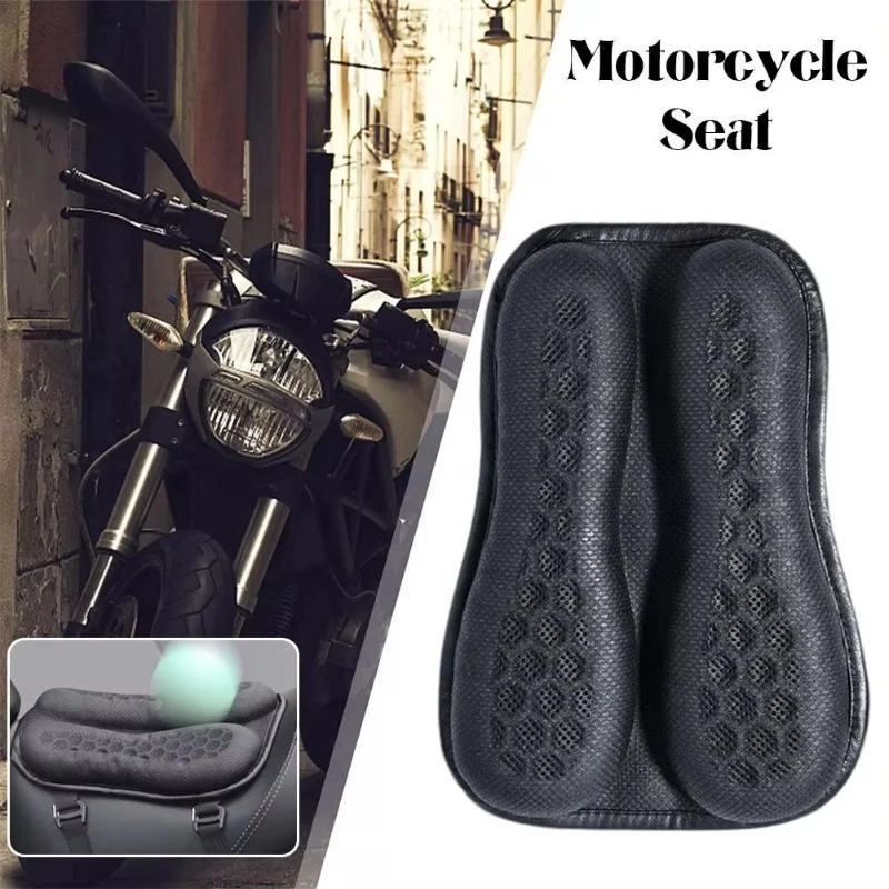 Foldable Motorcycle Bicycle Gel Cushion 3D Honeycomb Shock Absorbing Breathable Universal Seat Pad for Long Ride Comfort - view 3