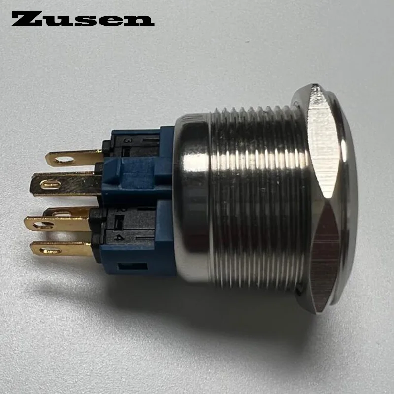 Zusen 22mm Ring Led Illuminated Stainless Steel Push Button Switch 1NO1NC IP65 6V 12V 24V 220V