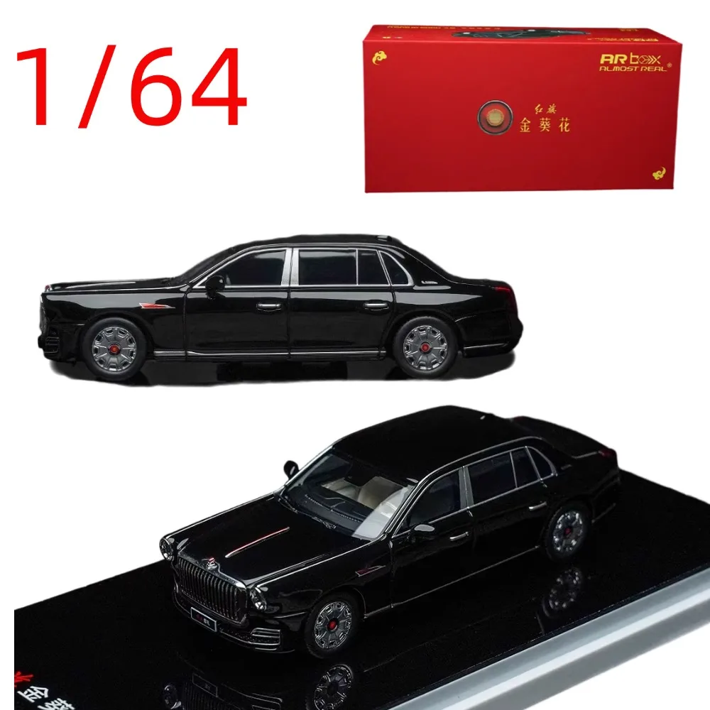 

Модель AR BOX Diecast в масштабе 1/64 Hongqi Guoli Jinkuihua Danshan, черная, из сплава, коллекционная, для подарка и демонстрации