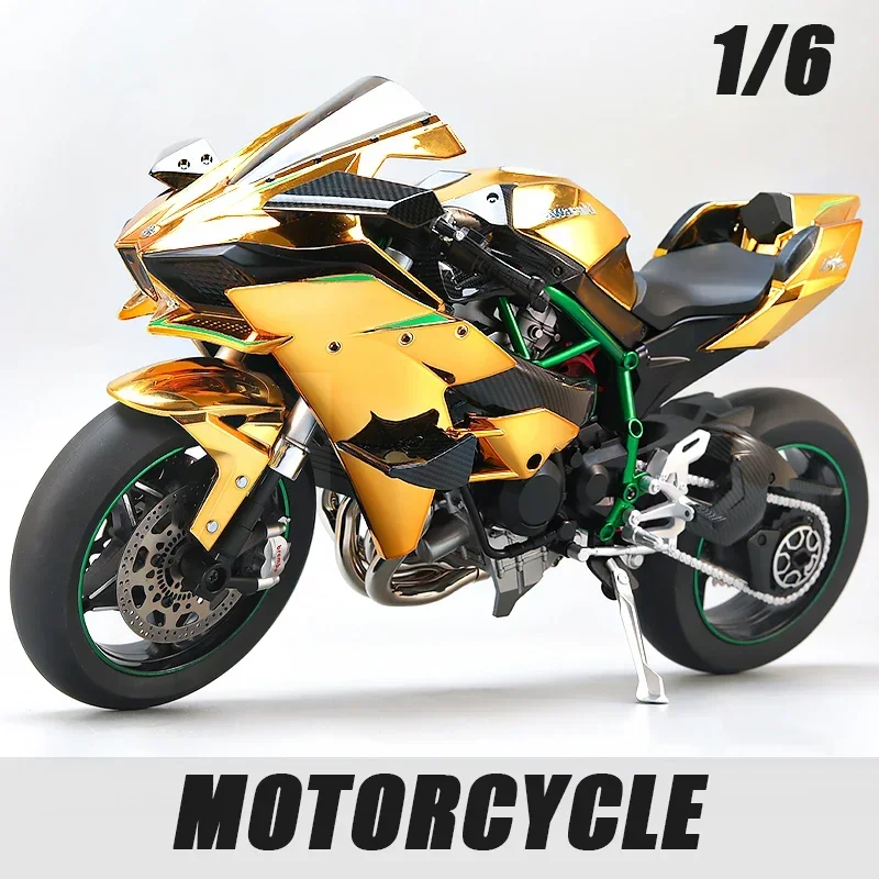 Kawasaki H2R Alloy Racing Motorcycle Model, Bootable Racing Toy, Boyfriend Collectible, Pneumatic Stock, 1:6 Spray