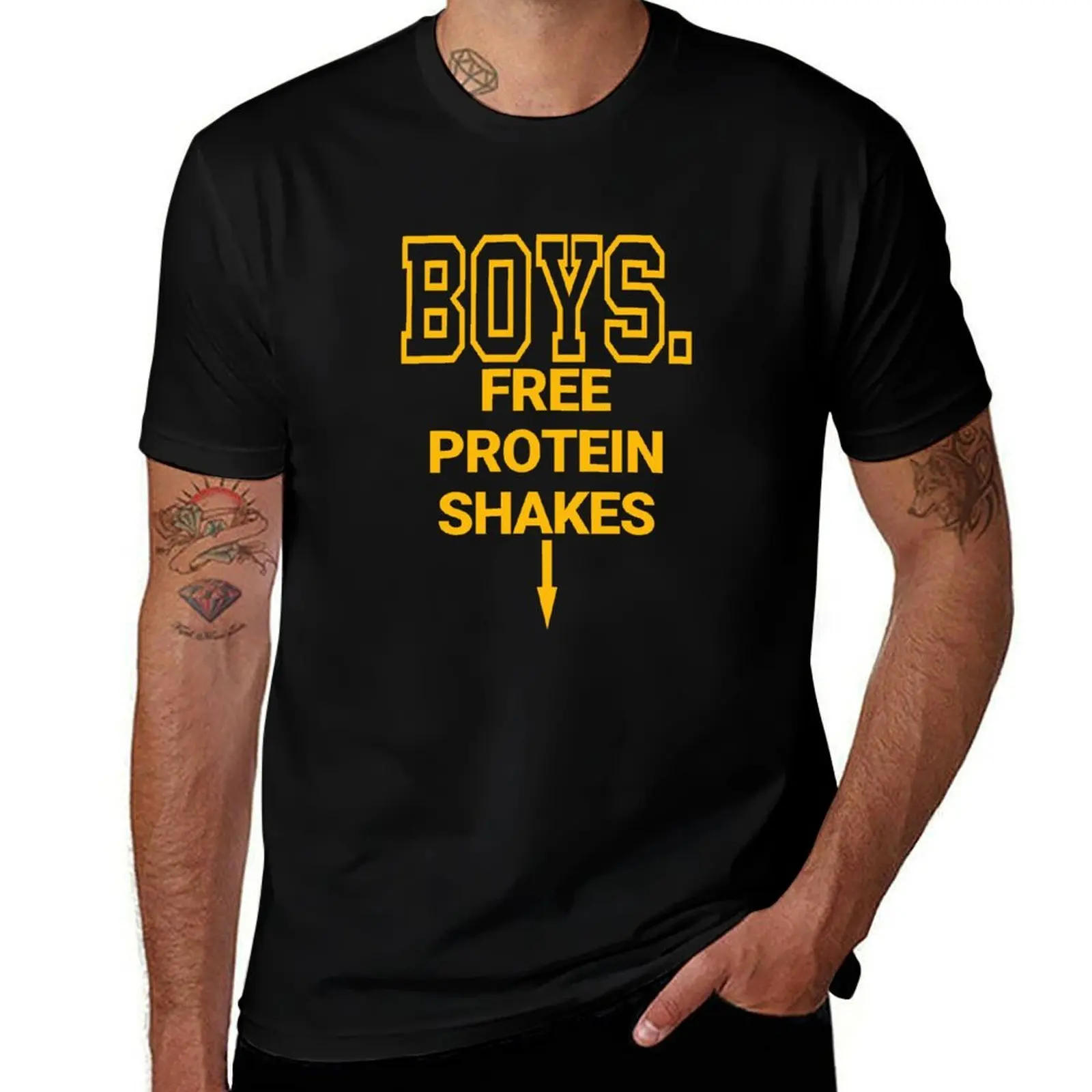 Boy Free Protein Shakes T-Shirt Work Outdoor Short Sleeve Tee