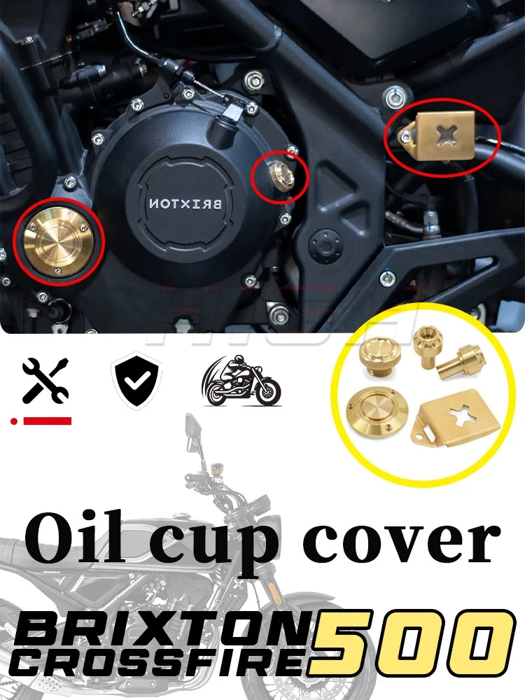Brass Modified Kit Oil Cup Cover Balance Slider Engine Oil Screw Decor For BRIXTON CROSSFIRE 500 Motorcycle