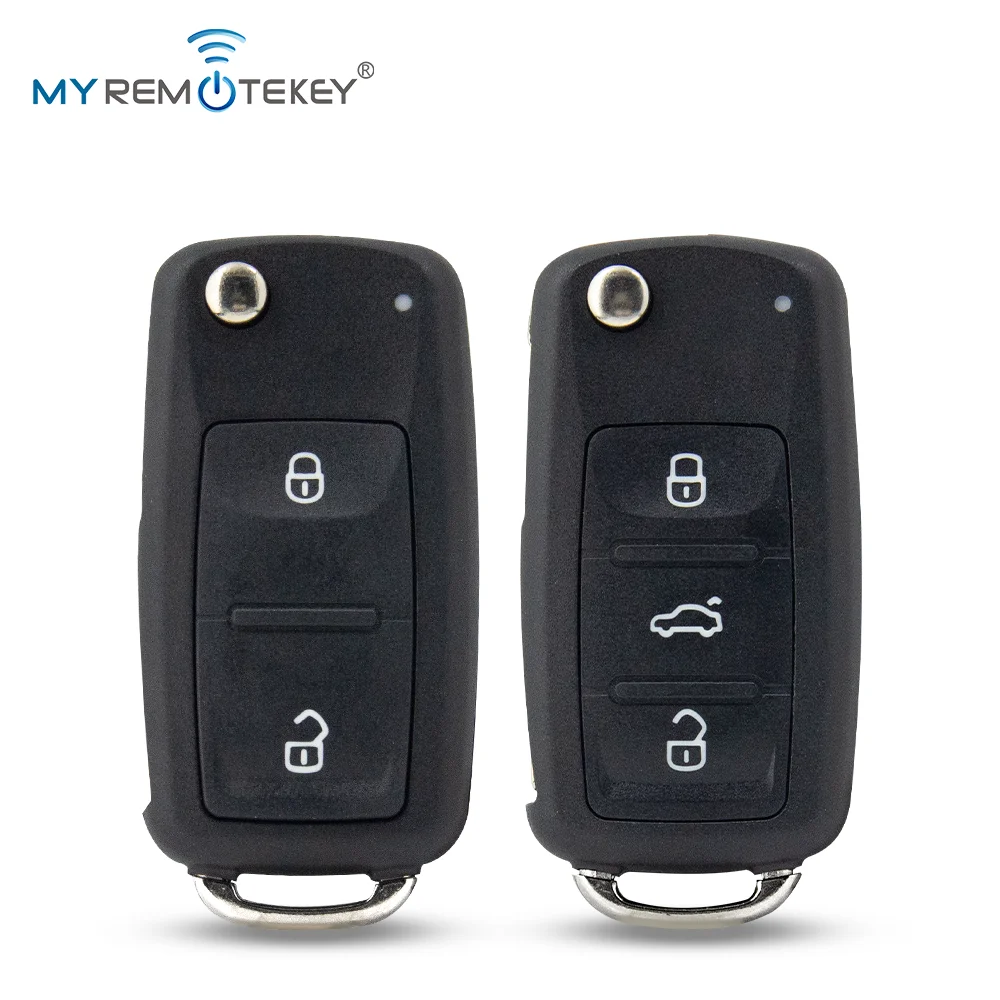 MYREMOTEKEY 5K0 837 202 AD Remote Key Shell 2 Button HU66 Blade with Pin Hole for VW Golf Jetta Passat Tiguan Polo Beetle