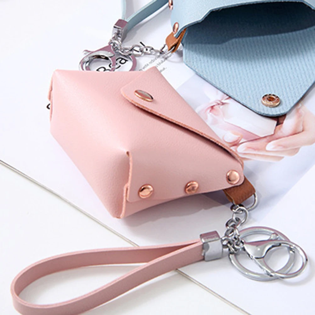Cartera con llavero para mujer con cremallera Monedero de cuero PU Cartera de pulsera de moda Cartera pequeña para ir de compras y viajes