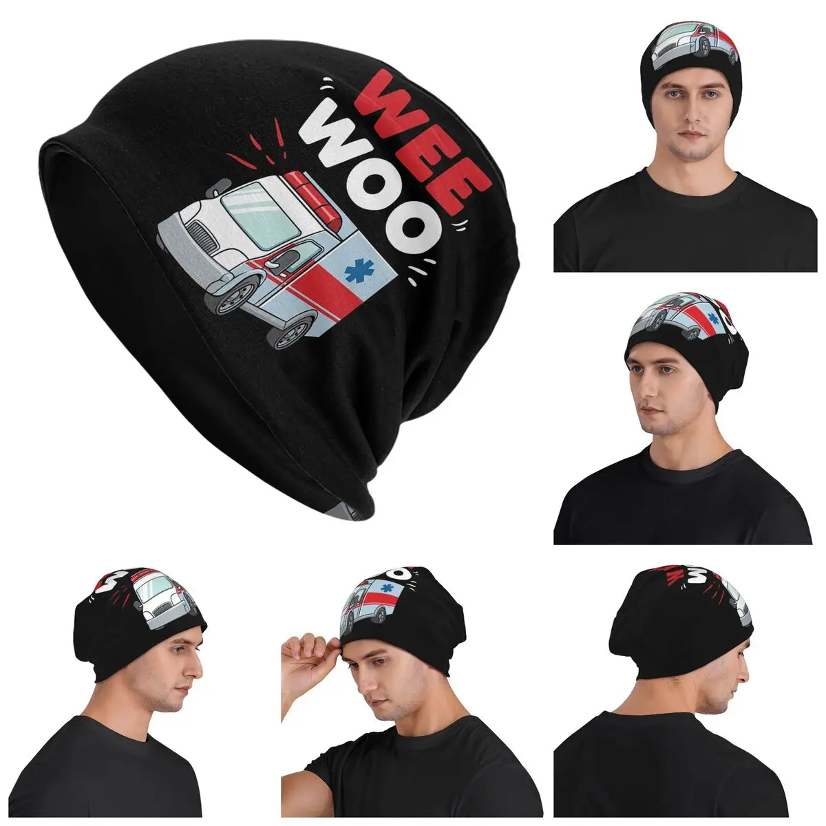 

Wee Woo Ambulance Paramedic Emergency Medic Gift Warm Knitted Cap Hip Hop Bonnet Hat Autumn Winter Outdoor Beanies Hats Adult