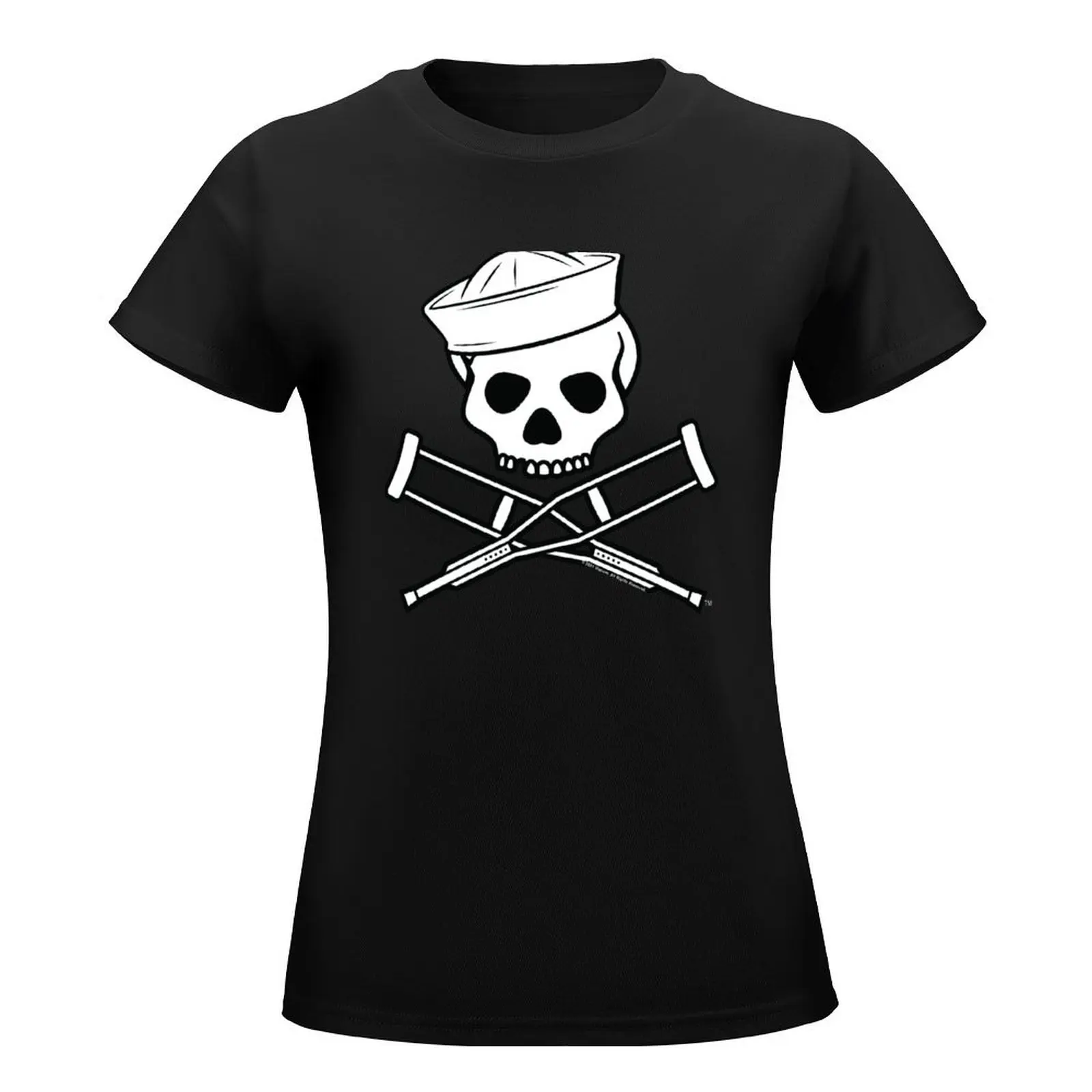 Jackass Sailor Skull And Crutches Logo T-Shirt plus sizes Female clothing plain T-shirt Women