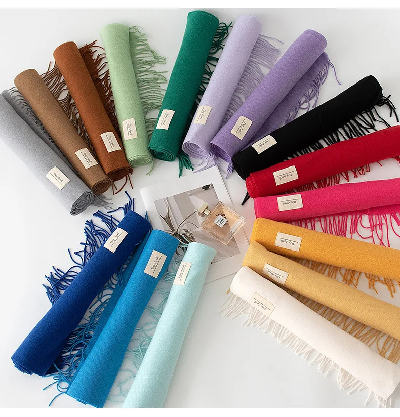 

41 Color Women's Imitation Cashmere Scarf 2024 Autumn Winter New High-end Sense Mid-length Warm Scarves Shawl 45*200cm