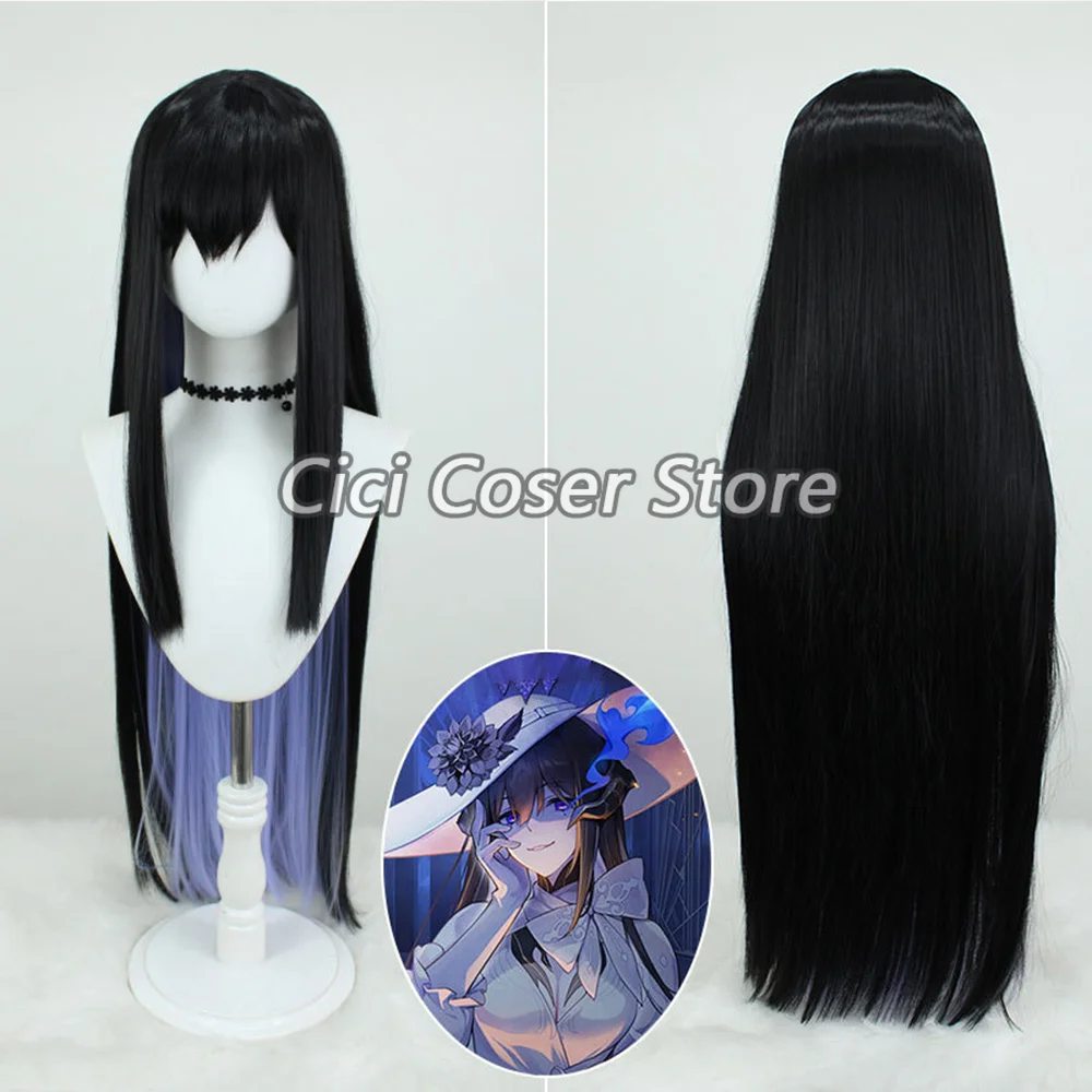 هونكاي ستار السكك الحديدية داليا كونستانس شعر مستعار تأثيري أسود-أرجواني طويل مستقيم الشعر النساء هالوين حفلة لعب الأدوار بيروكات صناعية #1